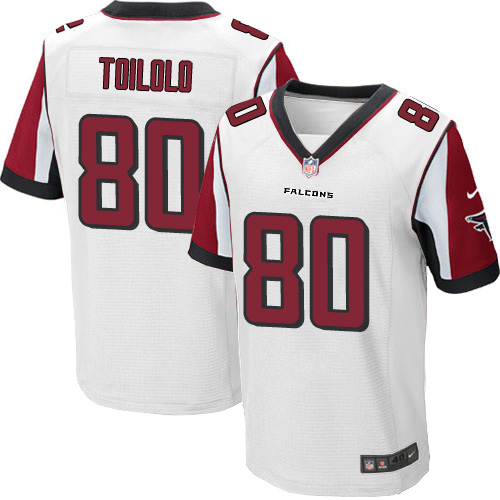 Men's Elite Levine Toilolo Nike Jersey White Road - #80 NFL Atlanta Falcons